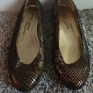 Andrea Carrano Metallic Suede Ballet Flats Sz 7.5B